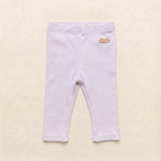 Legging bébé lilas avec taille élastique, coupe longue, en coton, 0–3 mois