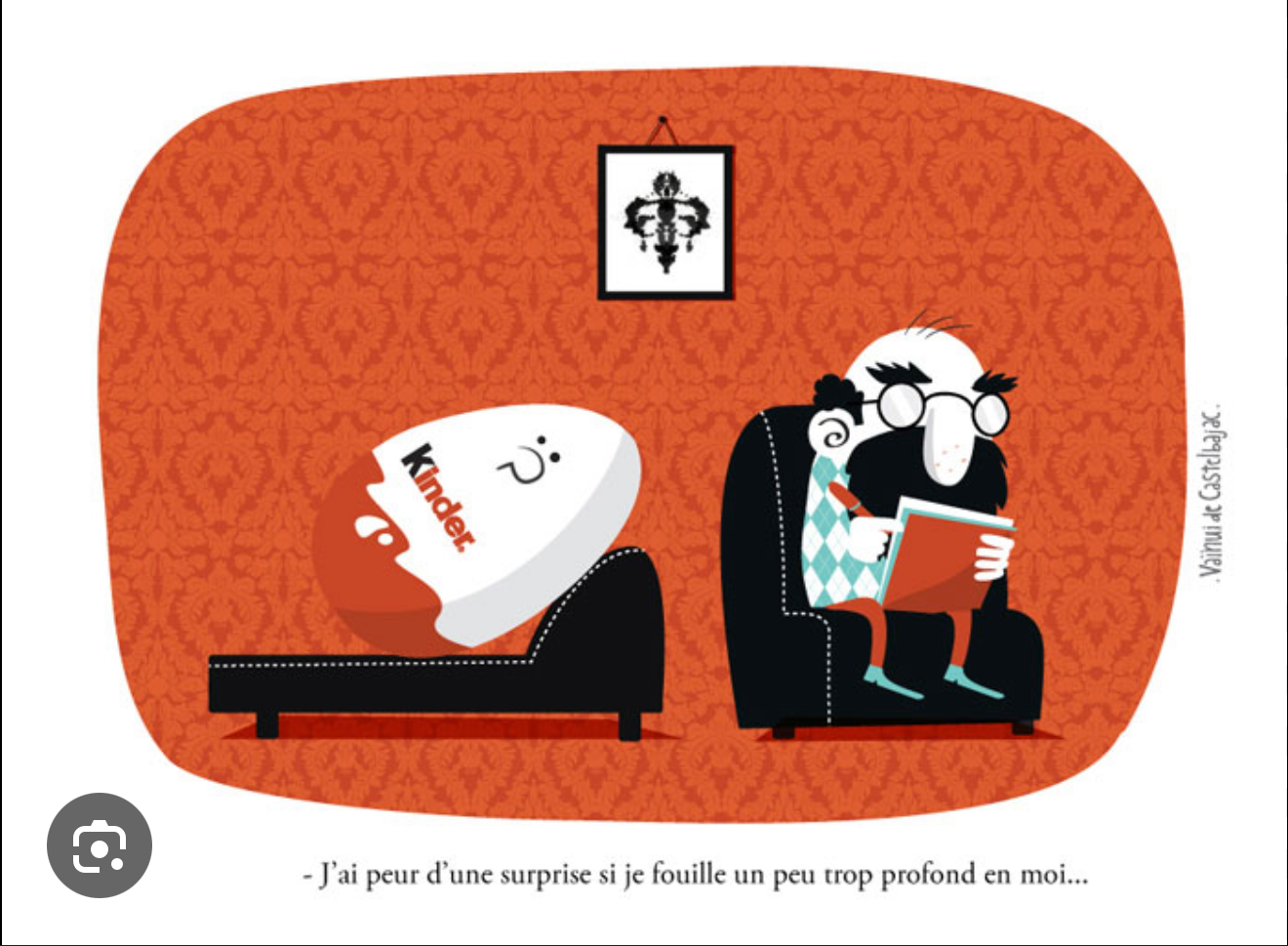 Couverture du livre Docteur Rorschach en français, deux silhouettes assises sur fond orange