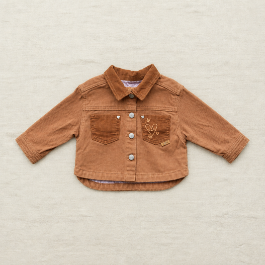 Veste bébé marron 9-12 mois, patte boutonnée, poches et broderie de souris devant