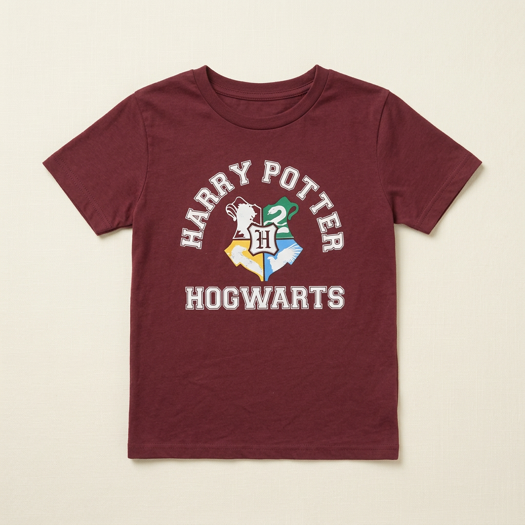 T-shirt enfant bordeaux avec logo Harry Potter et Hogwarts