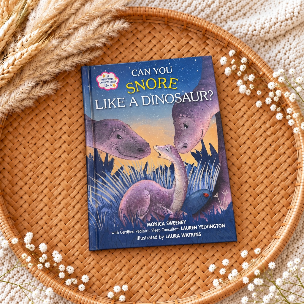 Couverture de livre avec titre « Can you snore like a dinosaur ? » et dinosaures