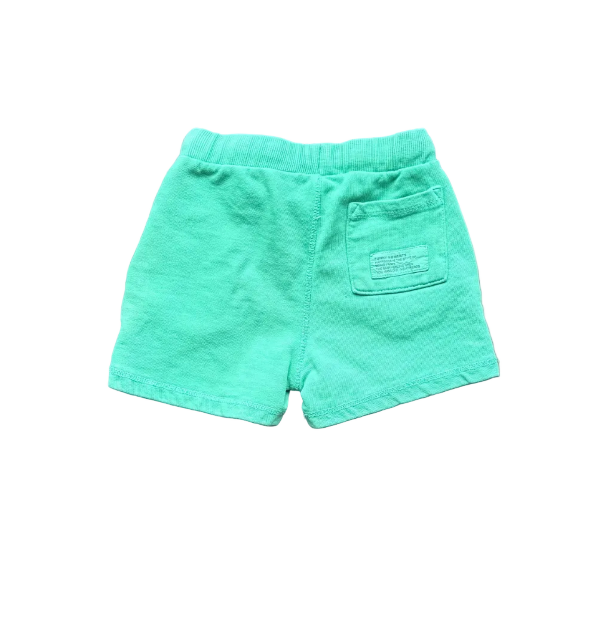 Short vert 12-18 mois, étiquette sur poche arrière, taille élastique