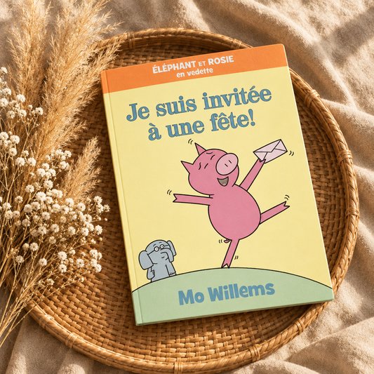 Livre pour enfants « Je suis invitée à une fête ! » couverture illustrée avec personnage rose
