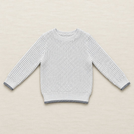 Chandail Gap pour enfant de 3 ans, tricot texturé gris beige, encolure ronde, manches longues