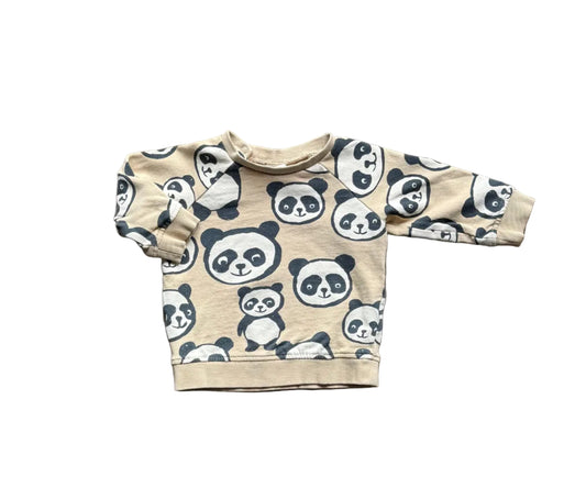 Chandail H&M bébé 6-9 mois, imprimé pandas, manches longues, col rond