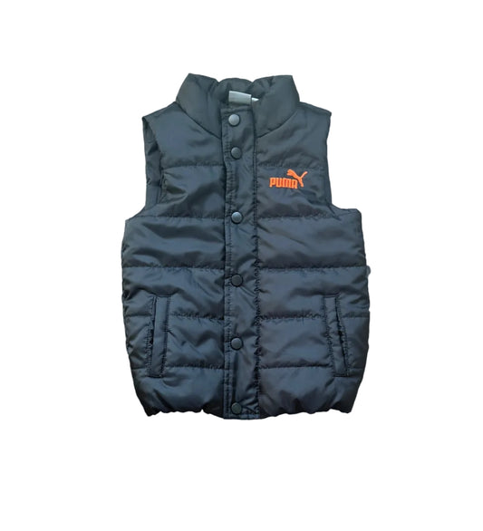 Gilet matelassé enfant 3 ans, Puma, fermeture boutonnée, sans manches sombre