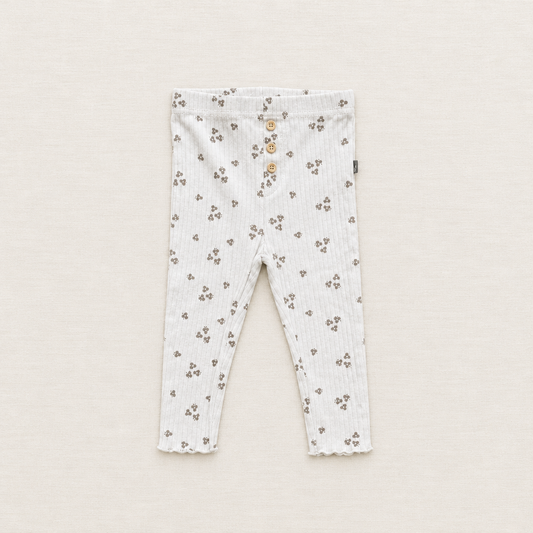 Legging bébé blanc à motifs lapins et fleurs, 12 mois