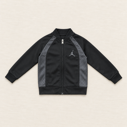 Veste noire Jordan 2 ans à fermeture éclair, col montant, logo brodé et empiècements mesh
