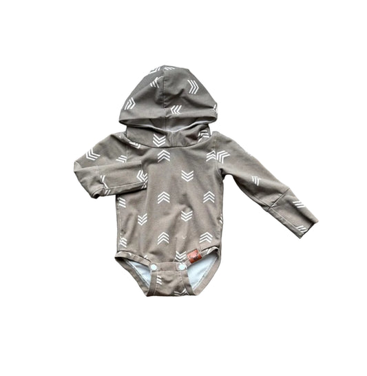 Body bébé à capuche gris à motifs géométriques