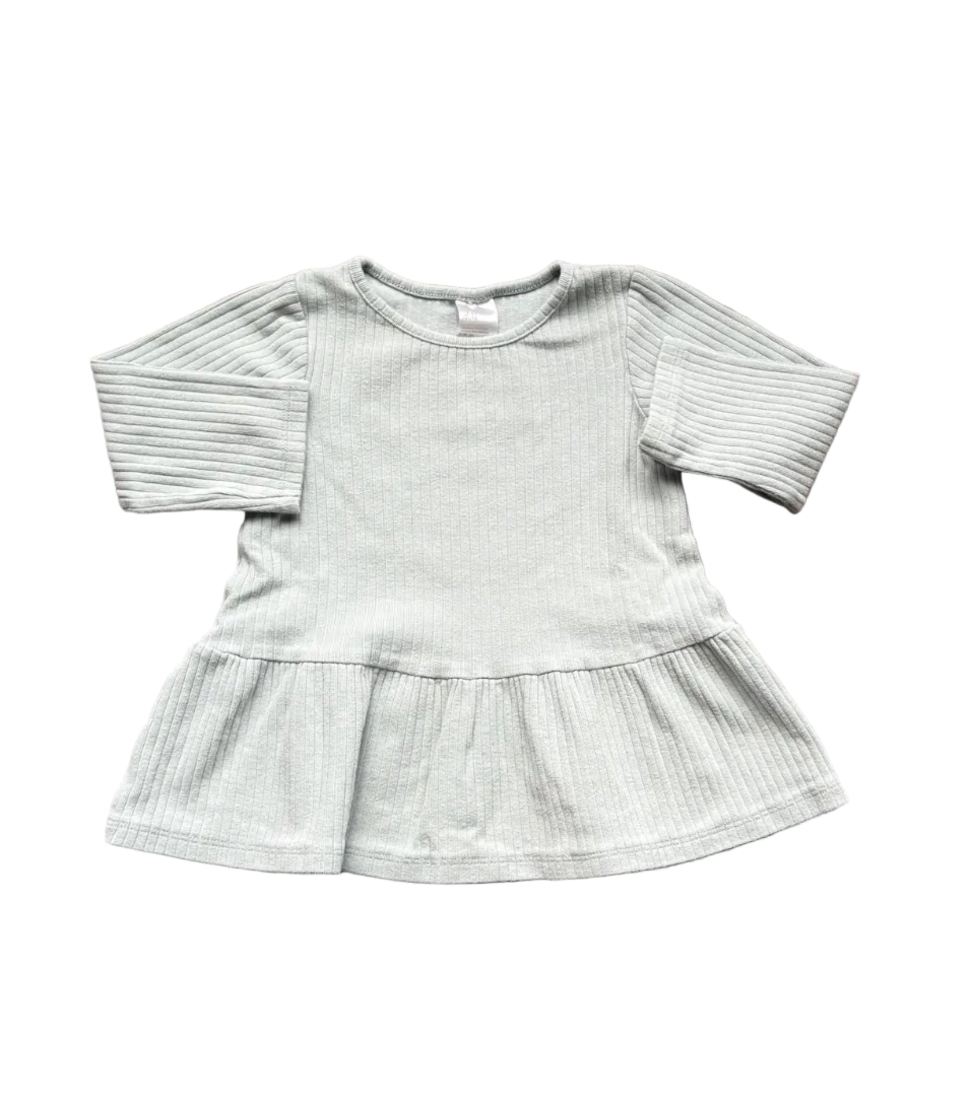 Robe bébé 6-9 mois vert menthe, manches courtes et bas évasé