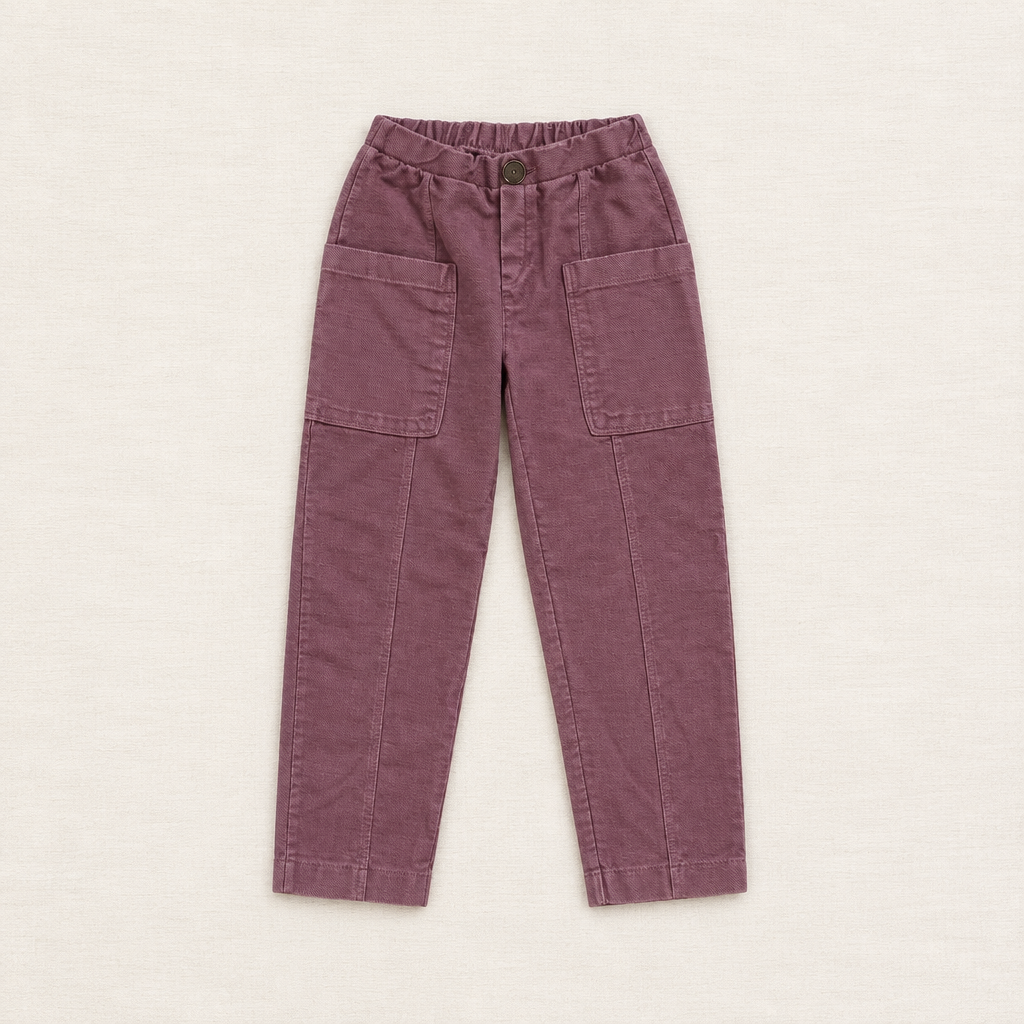 Pantalon cargo Zara enfant bordeaux, taille élastique et poches