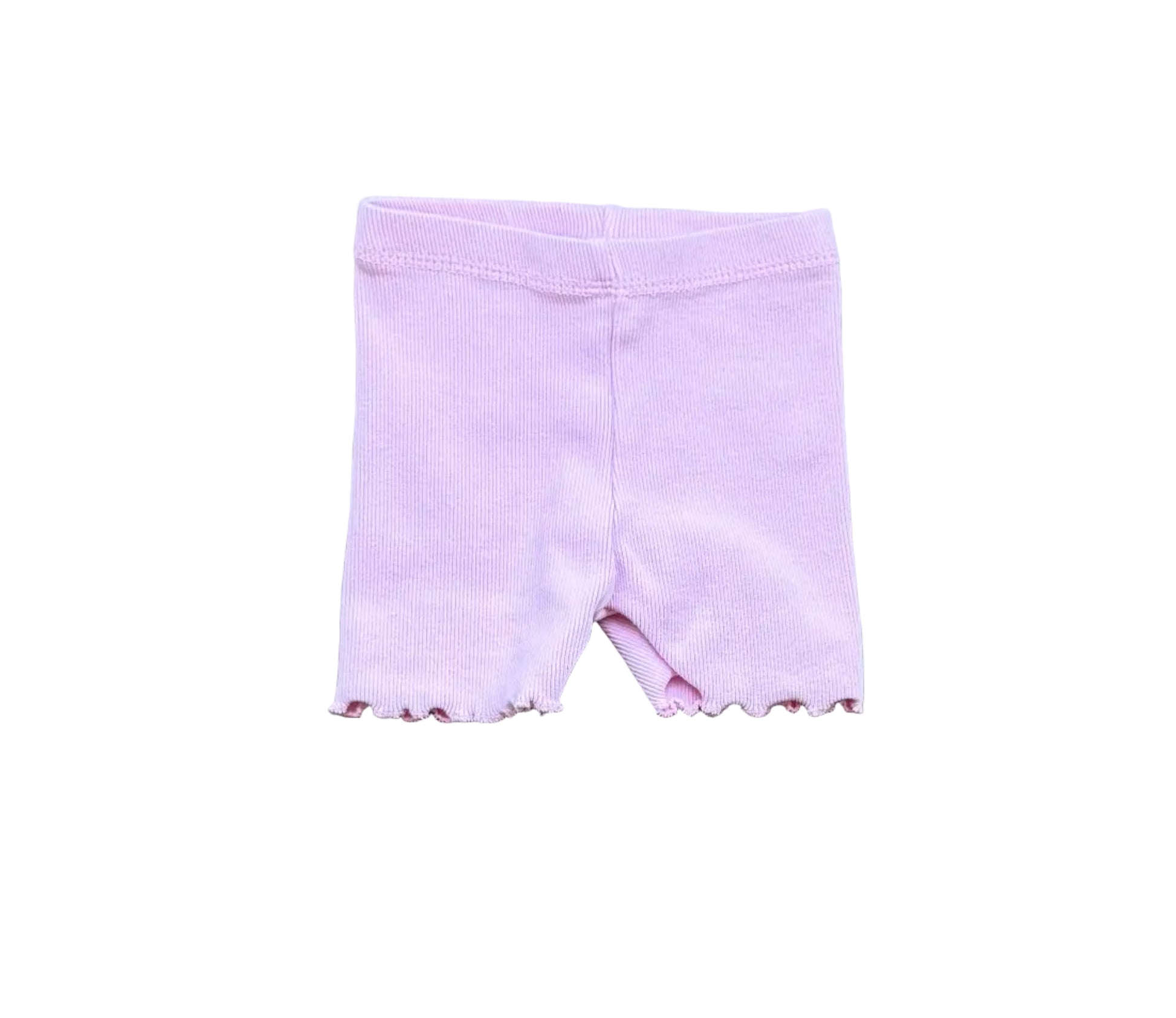 Short bébé 9-12 mois rose crème en coton, ourlet à volants