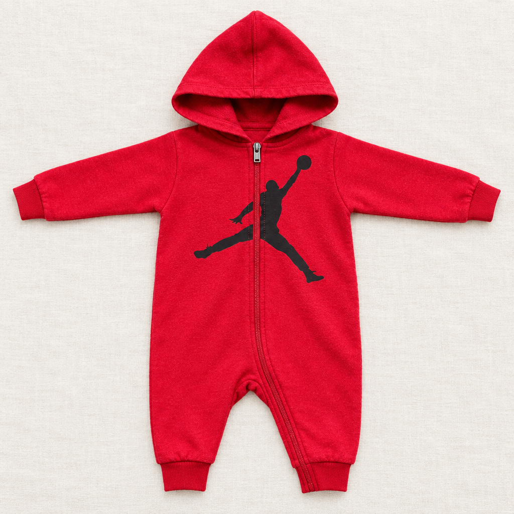 Combinaison bébé rouge à capuche Jordan, fermeture éclair, motif Jumpman sur la poitrine