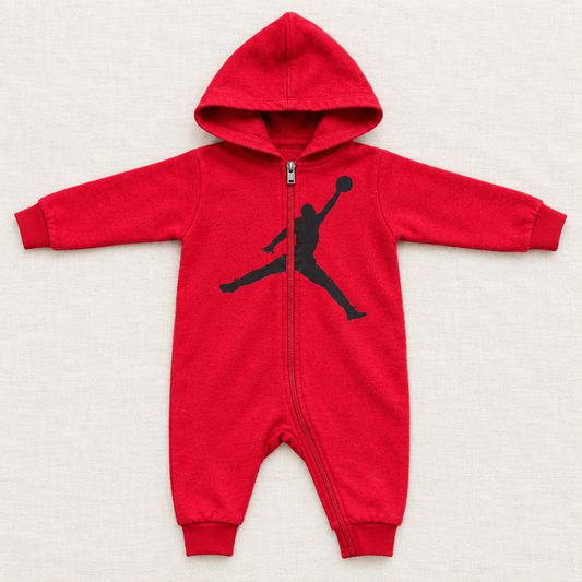 Combinaison bébé rouge à capuche Jordan, fermeture éclair, motif Jumpman sur la poitrine