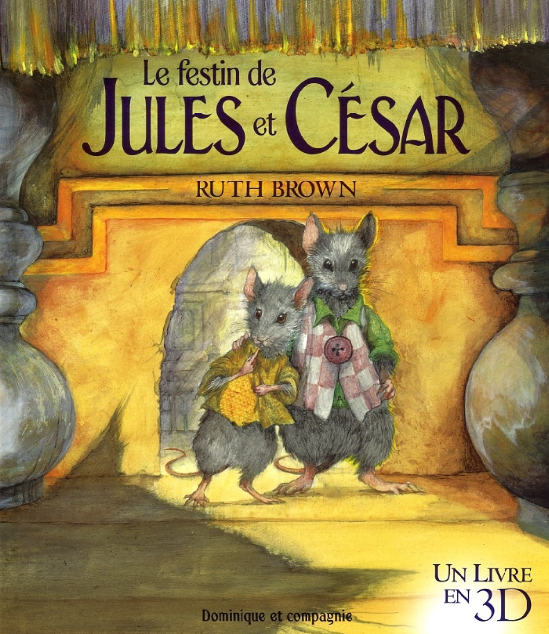 Livre 3D Le festin de Jules et César : couverture avec deux souris, texte et titre