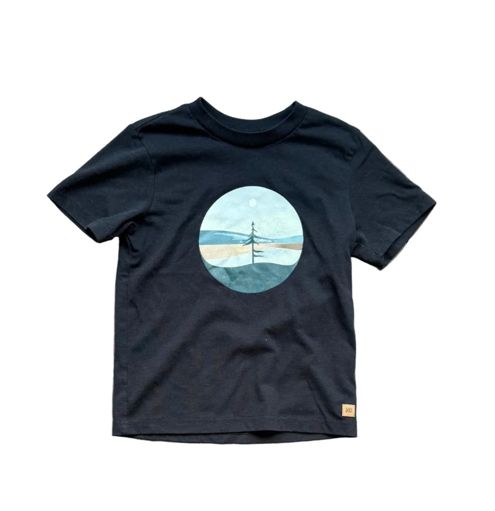 T-shirt enfant 4 ans foncé avec grand imprimé cercle et arbre