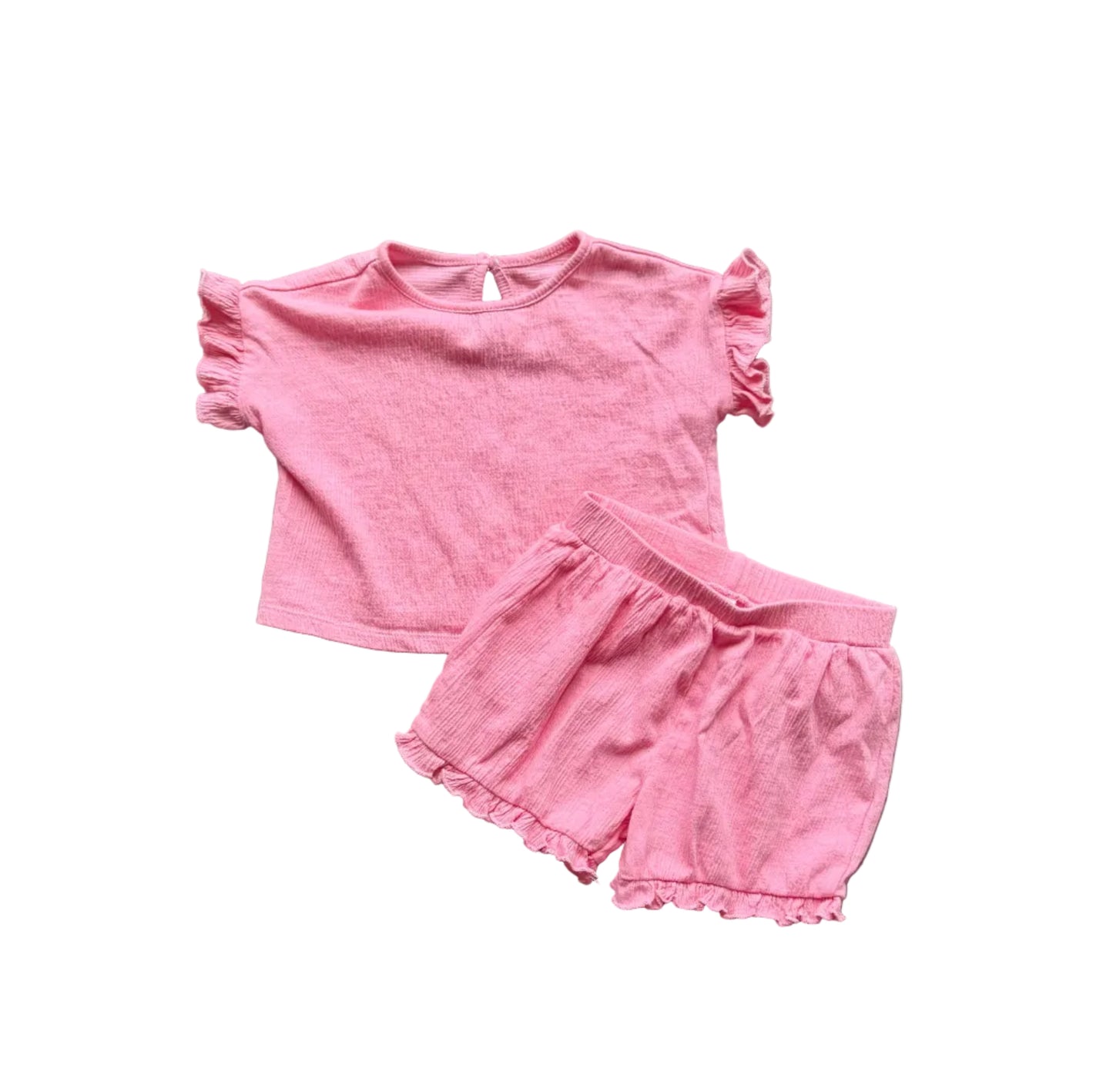 Ensemble 2 pièces bébé vieux rose: t-shirt à manches courtes et short