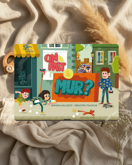 Livre jeunesse « On fait le mur » : couverture illustrée avec enfants et mur tagué