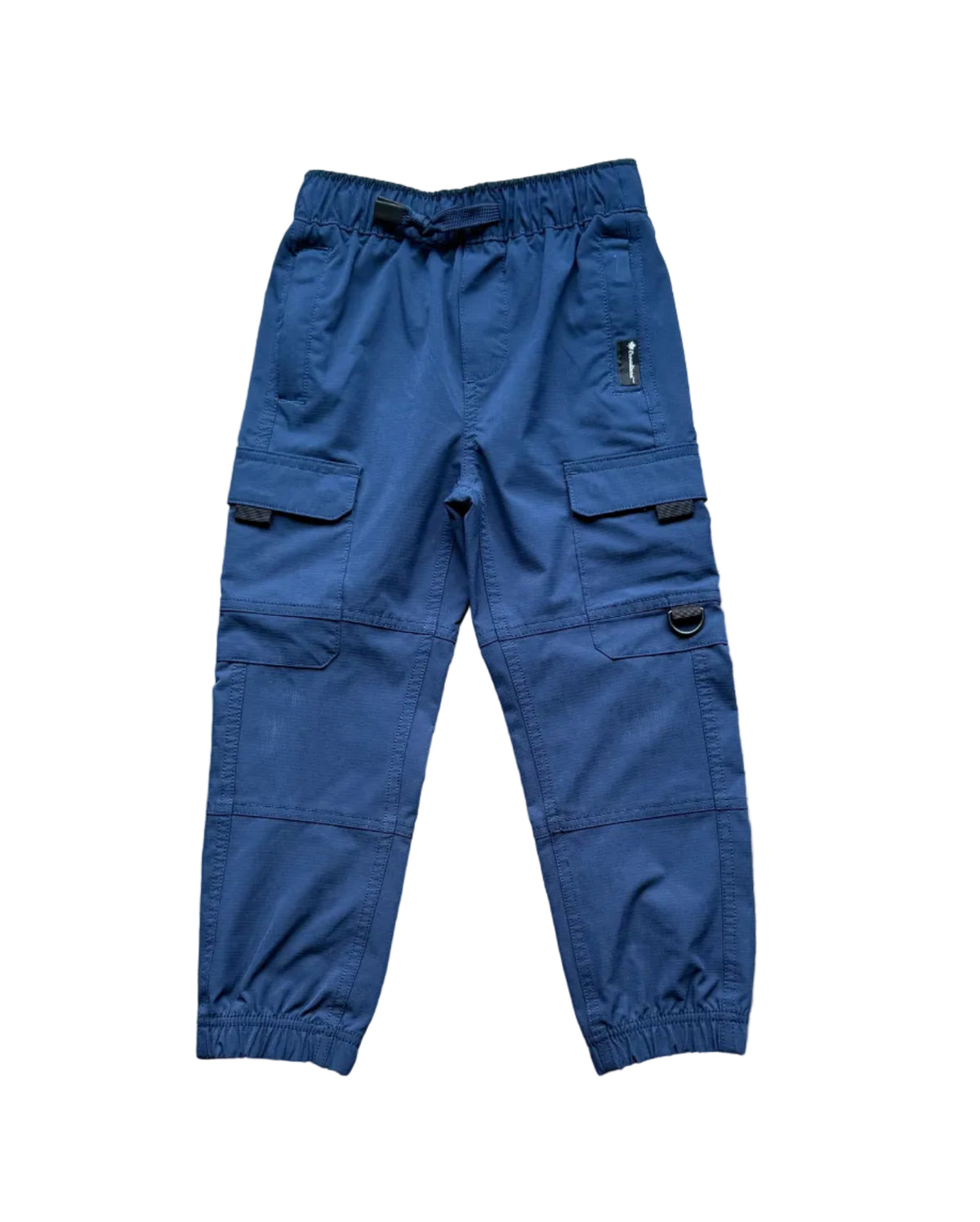 Pantalon enfant bleu marine à taille élastique, poches cargo et bas resserré