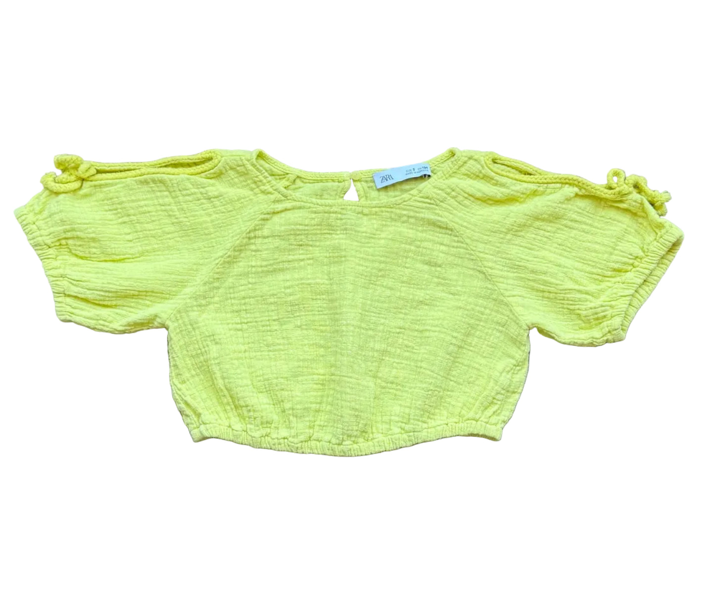 T-shirt Zara 9 ans vert clair à manches bouffantes