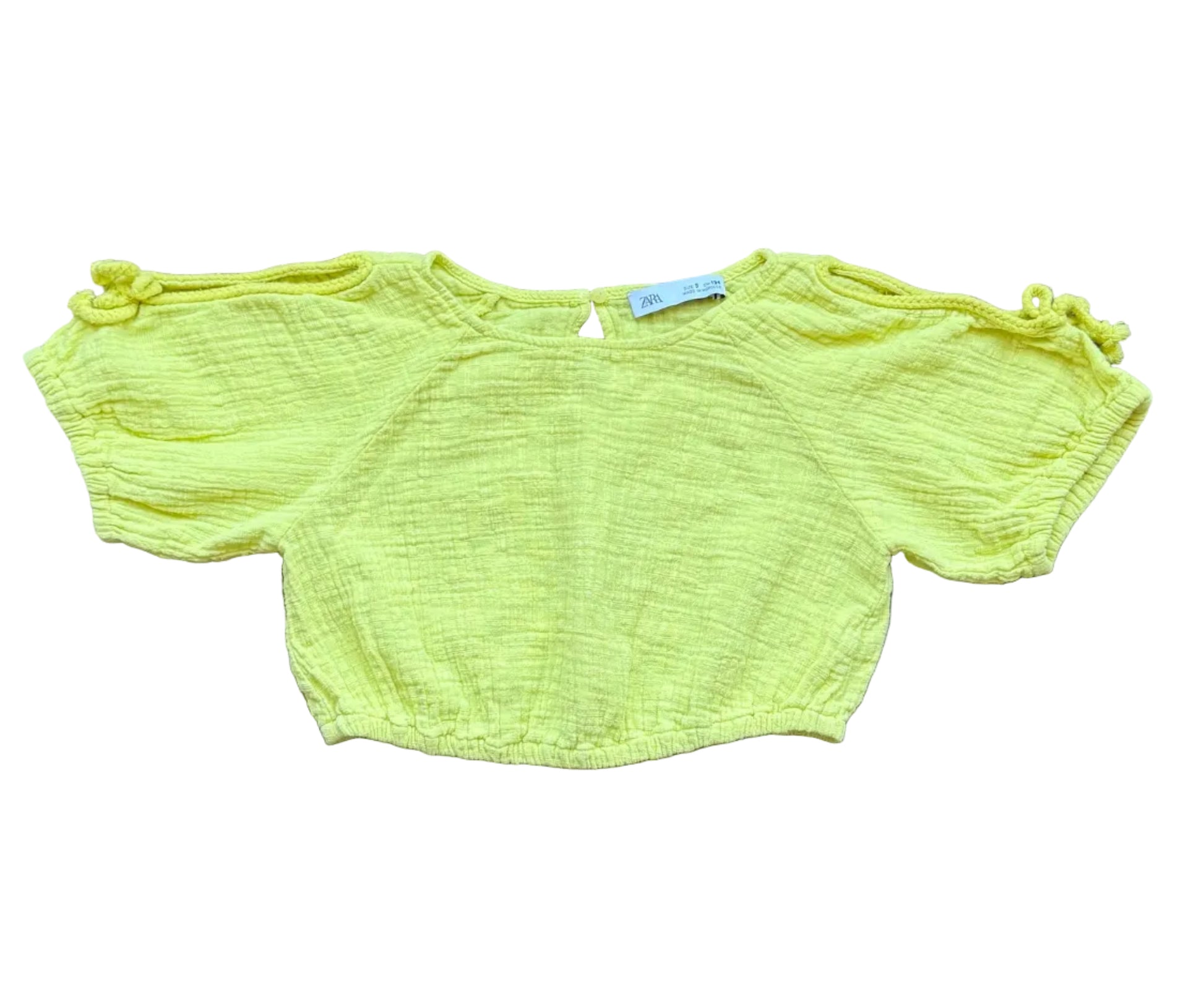 T-shirt Zara 9 ans vert clair à manches bouffantes
