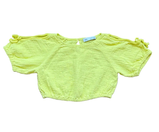 T-shirt Zara 9 ans vert clair à manches bouffantes