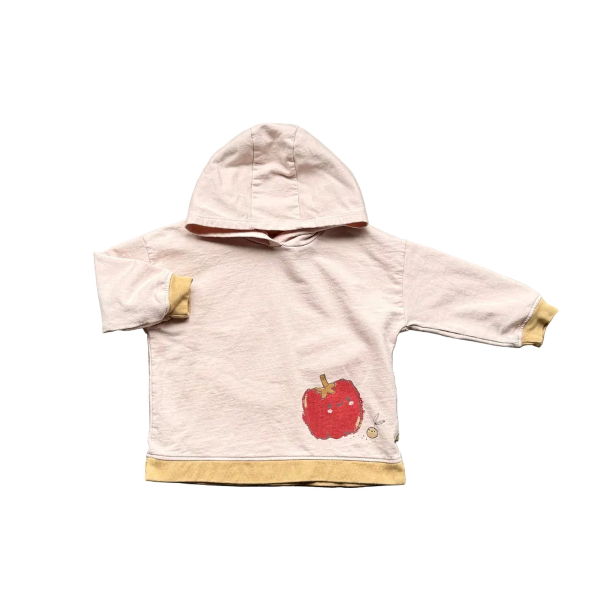 Veste à capuche Souris Mini crème rosé, fraise rouge devant, manches longues, 12-18 mois