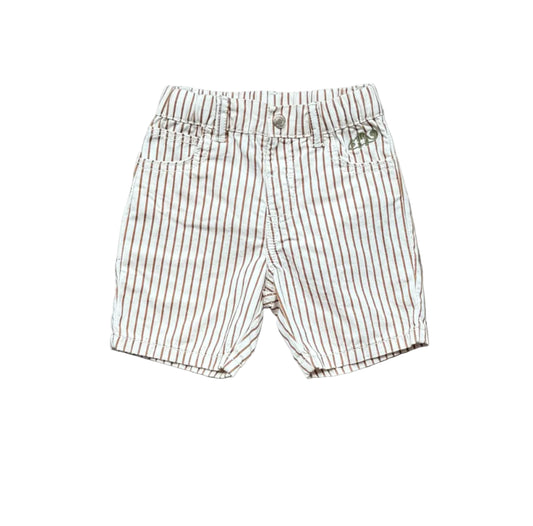 Short 12 mois à rayures verticales, ceinture élastique, bouton et poches
