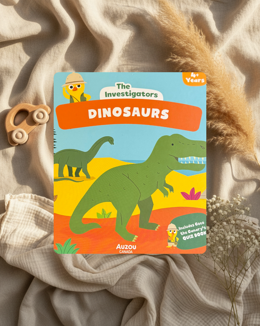 Livre pour enfants Dinosaurs avec couverture illustrée de dinosaures et texte coloré