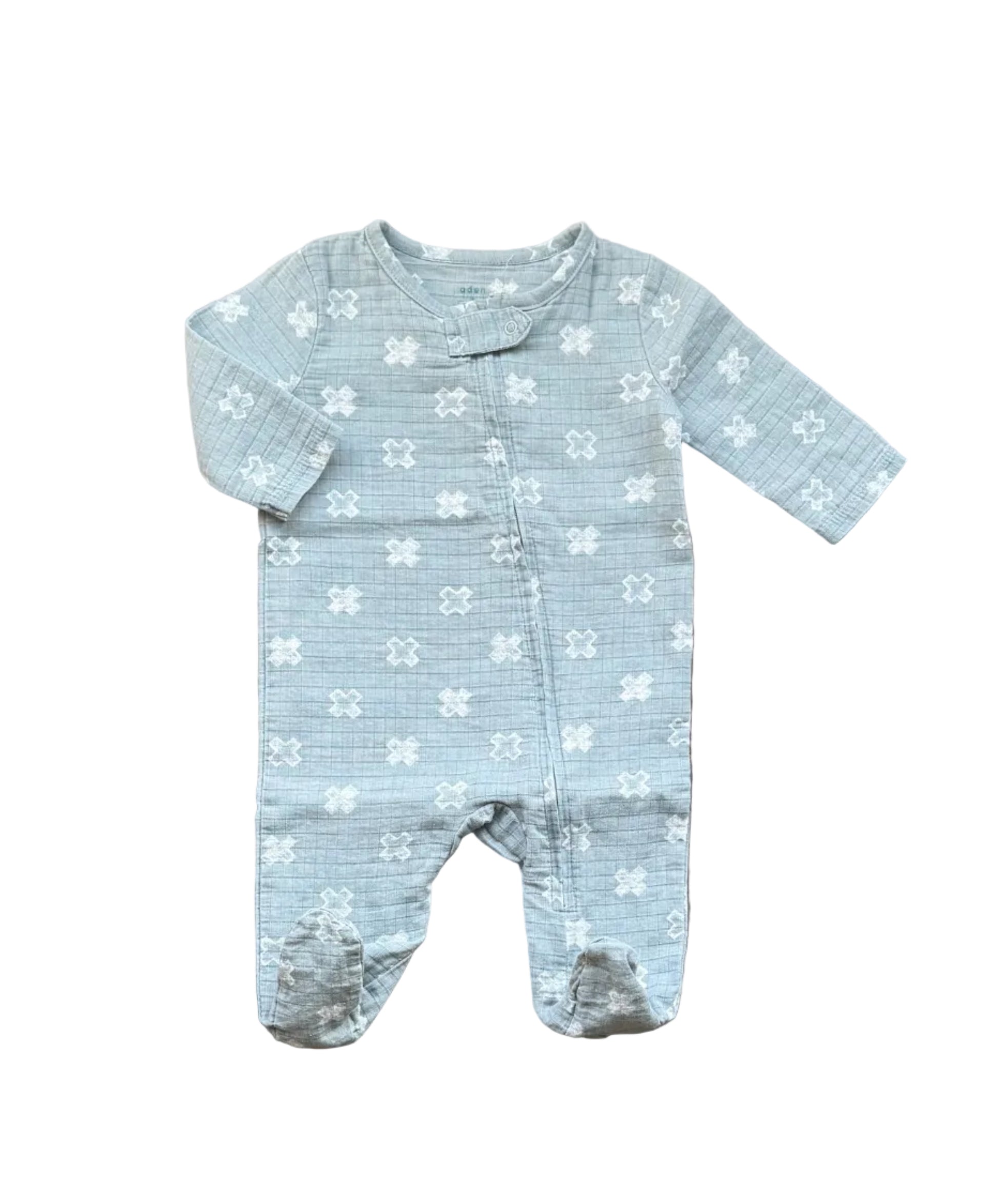 Pyjama bleu glacier 0-3 mois à manches longues, imprimé motifs étoiles blanches