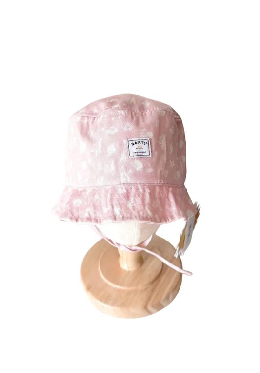 Chapeau bébé Barts 12-18 mois rose crème à motifs, bord rabattable et mentonnière