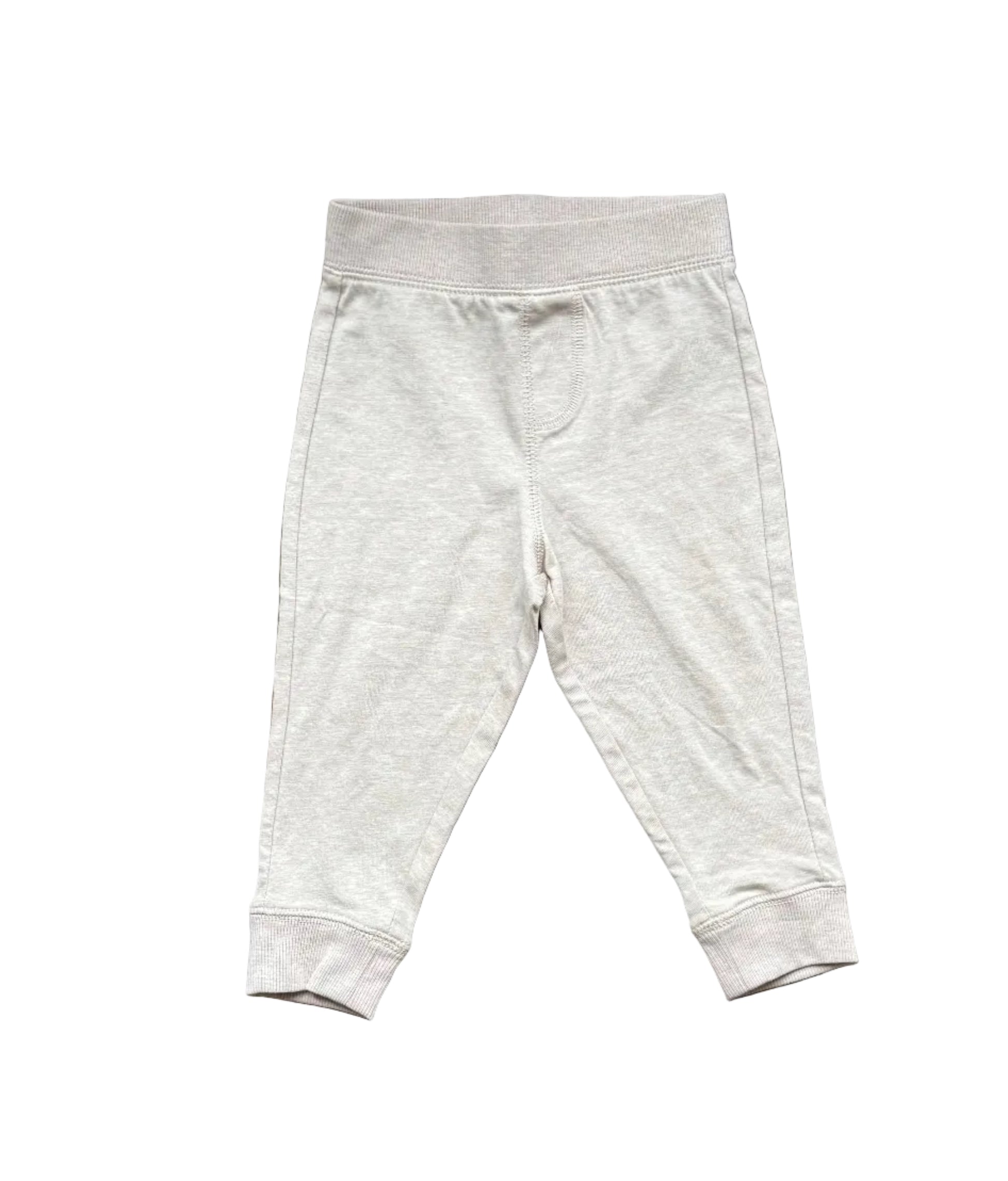 Legging George 12-18 mois crème, ceinture élastique et bas côtelés