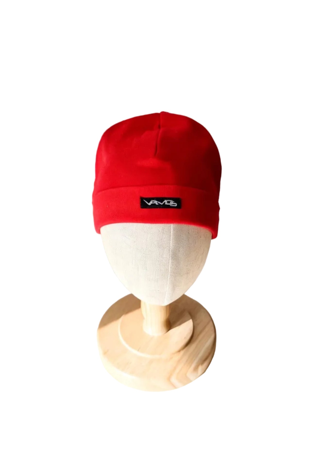 Bonnet enfant rouge Vamos, logo brodé sur l’avant