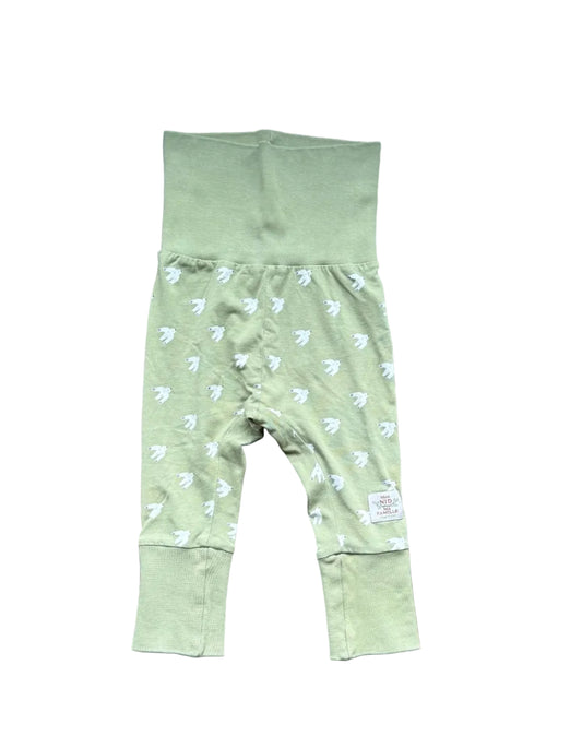 Pantalon évolutif bébé vert clair avec motifs de souris blanches et poignets