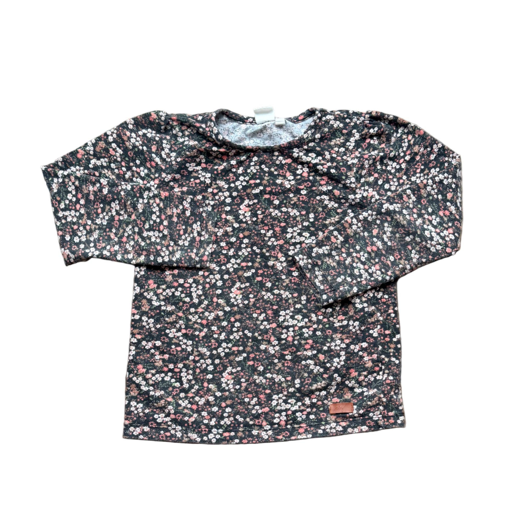T-shirt enfant 6 ans en jersey à fleurs, col rond, manches longues