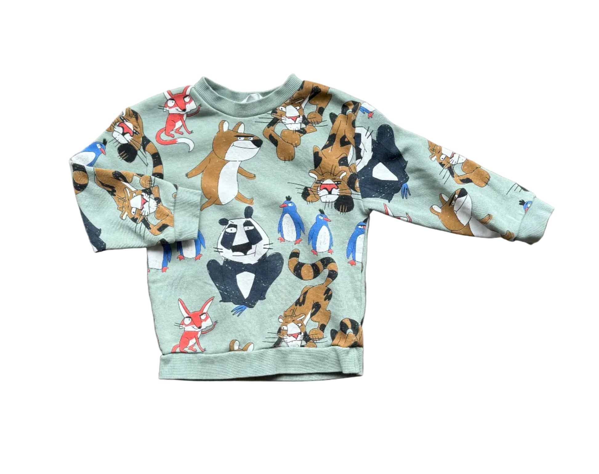 Sweat manches longues vert menthe H&M 2-4 ans à motif animaux allover