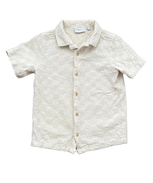 Chemise Plénum Studio 8 ans à manches courtes damier blanc cassé, boutons