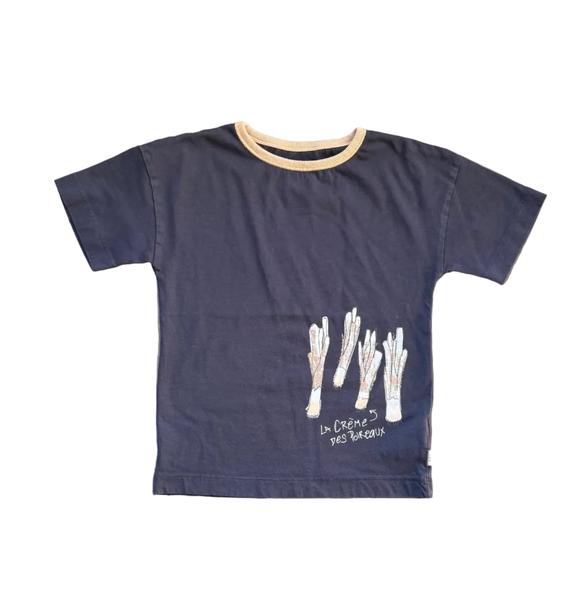 T-shirt enfant 6 ans anthracite avec imprimé mains crème et texte
