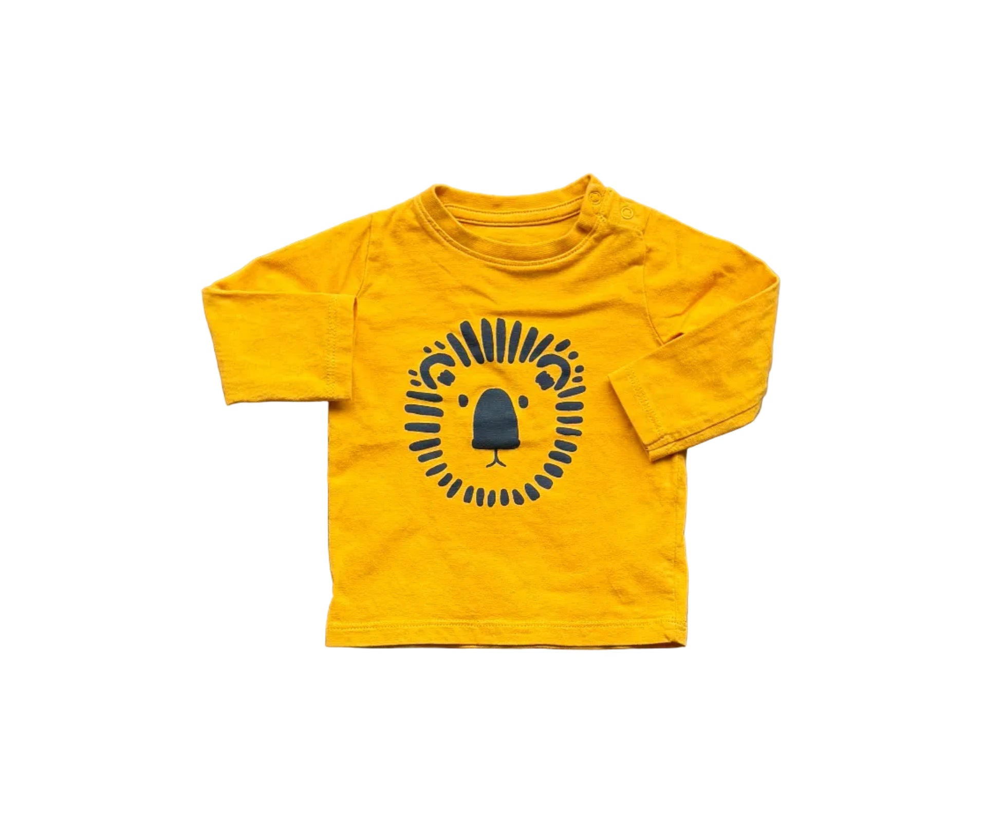 Chandail bébé jaune à manches longues avec motif animal rond