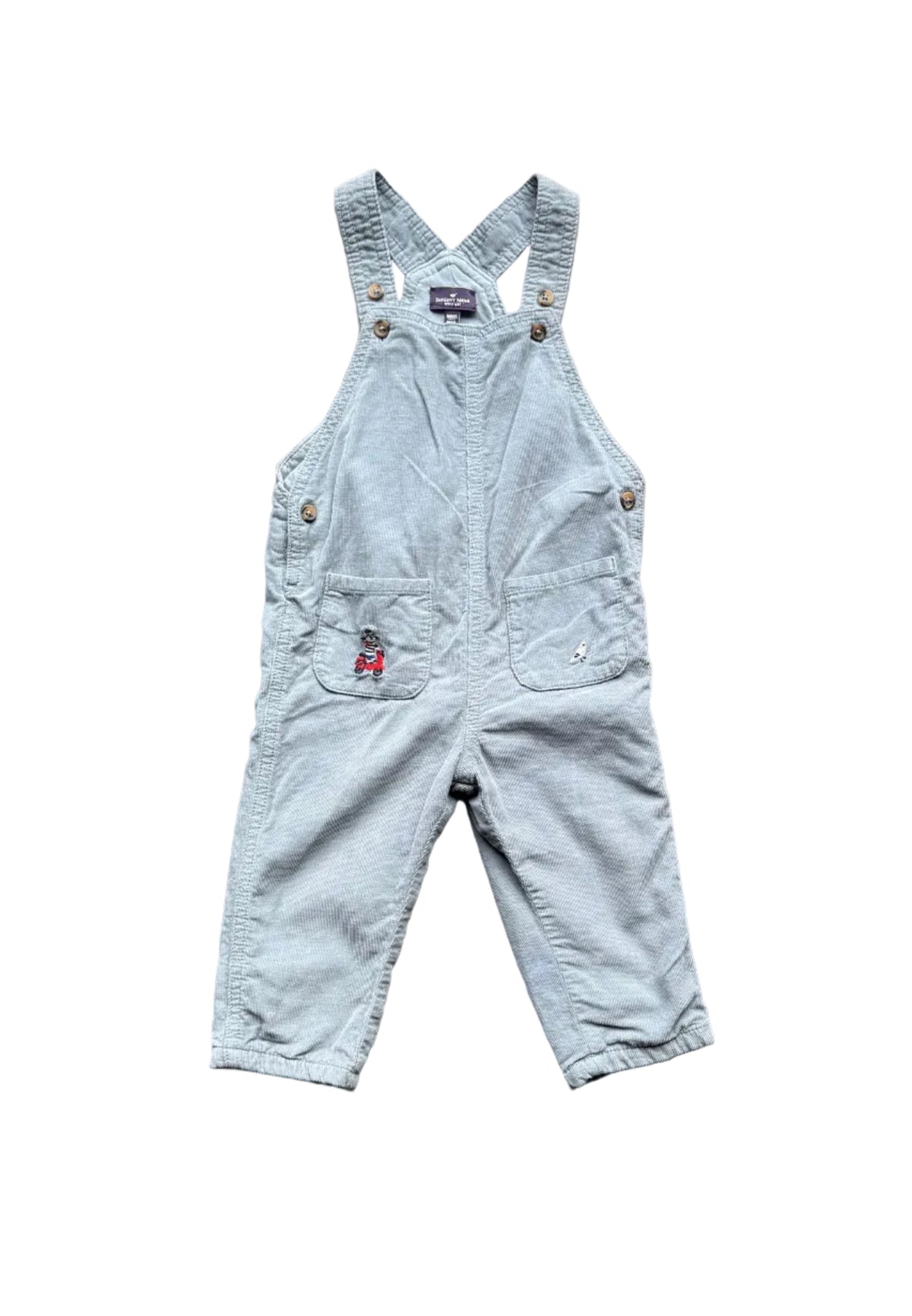 Salopette Sergent Major gris bleu pour enfant 18 mois avec bretelles et poches, boutons-pression