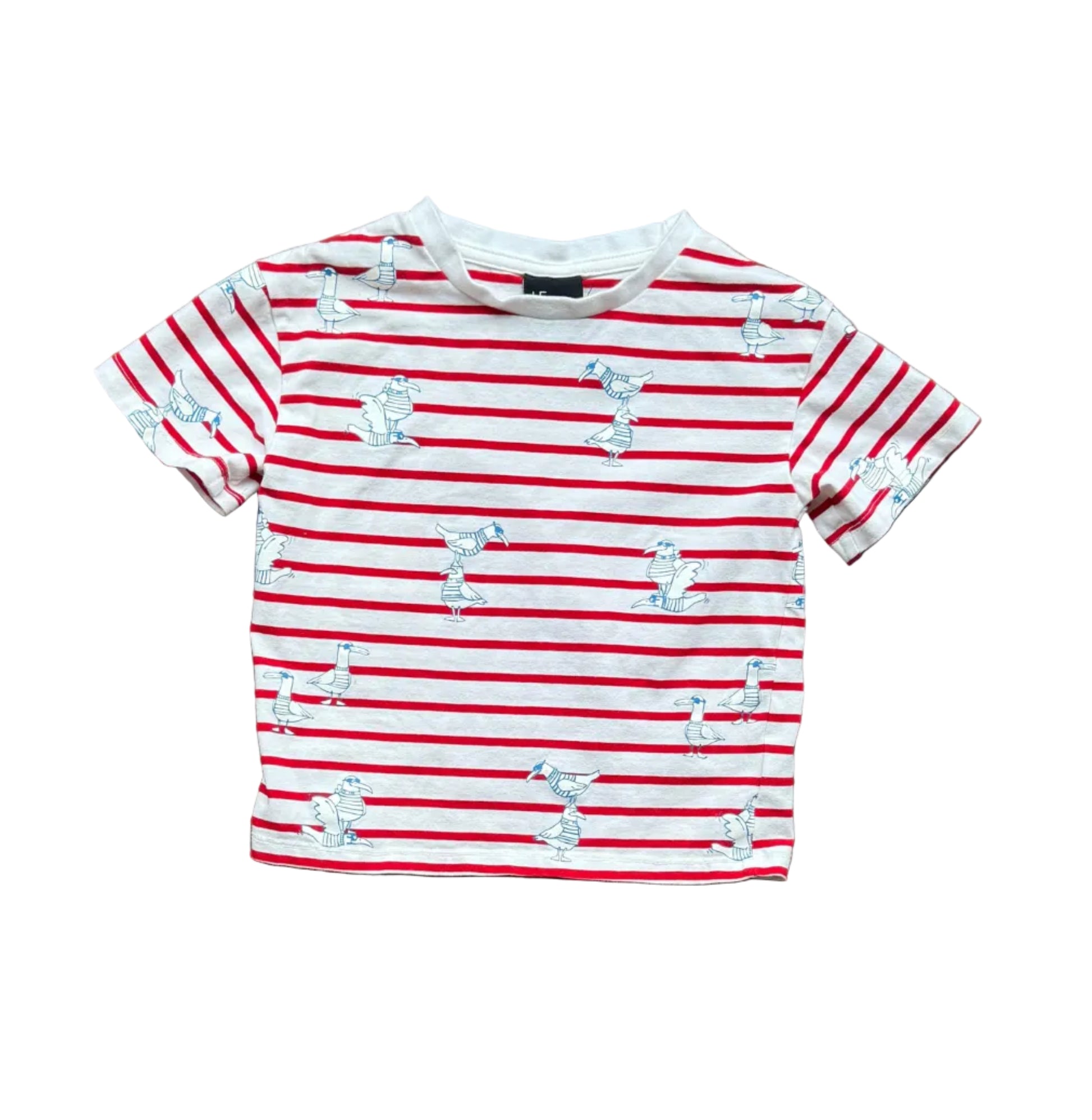 T-shirt rayé rouge/blanc 3 ans, imprimé Le Chat botté