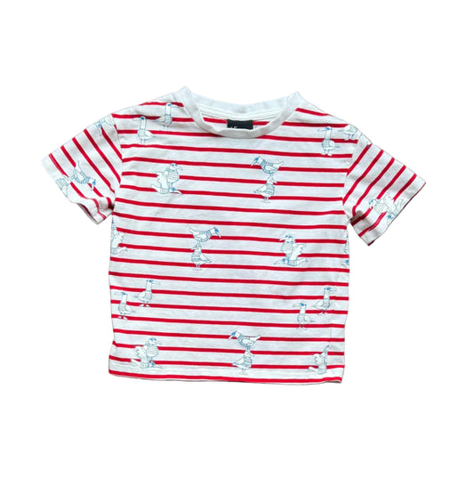 T-shirt rayé rouge/blanc 3 ans, imprimé Le Chat botté