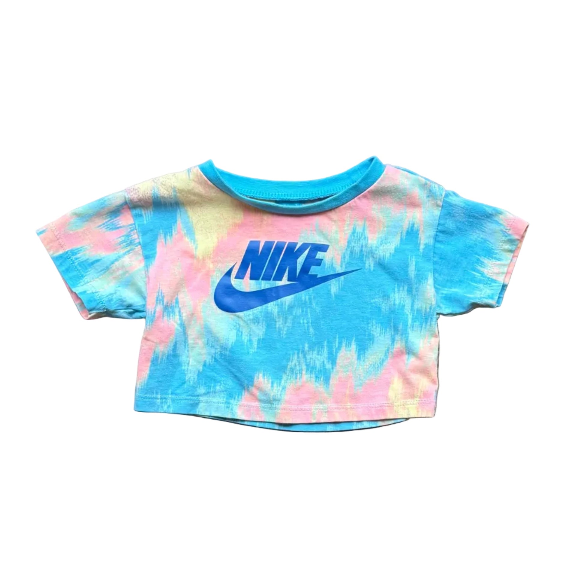 T-shirt bébé Nike 12 mois à manches courtes, col rond, bleu tie-dye multicolore