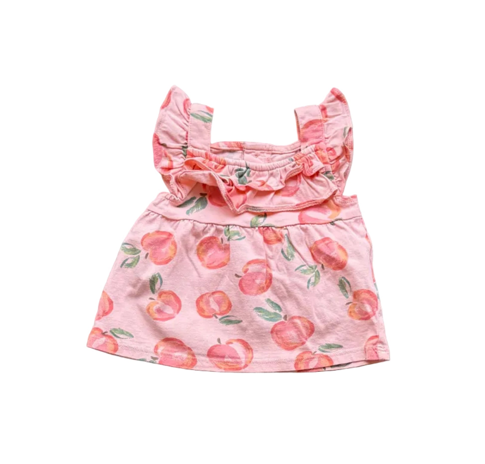 Robe débardeur bébé en coton rose à volants, imprimé fruits, 3 mois
