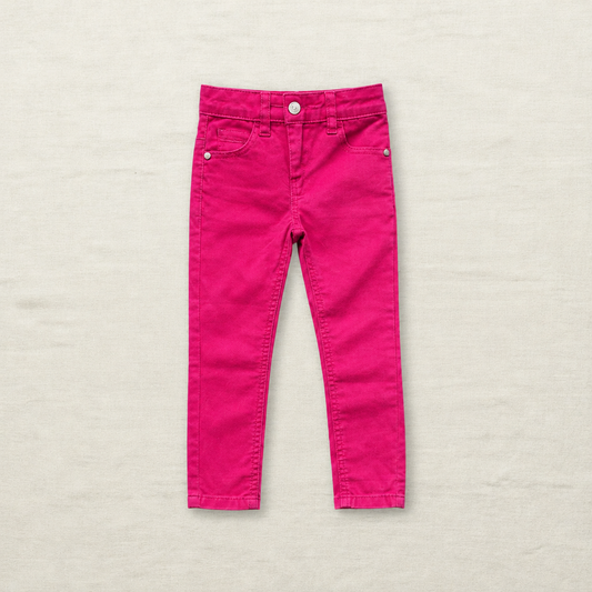Pantalon en jean fuchsia pour enfant 3 ans, fermeture boutonnée, 5 poches
