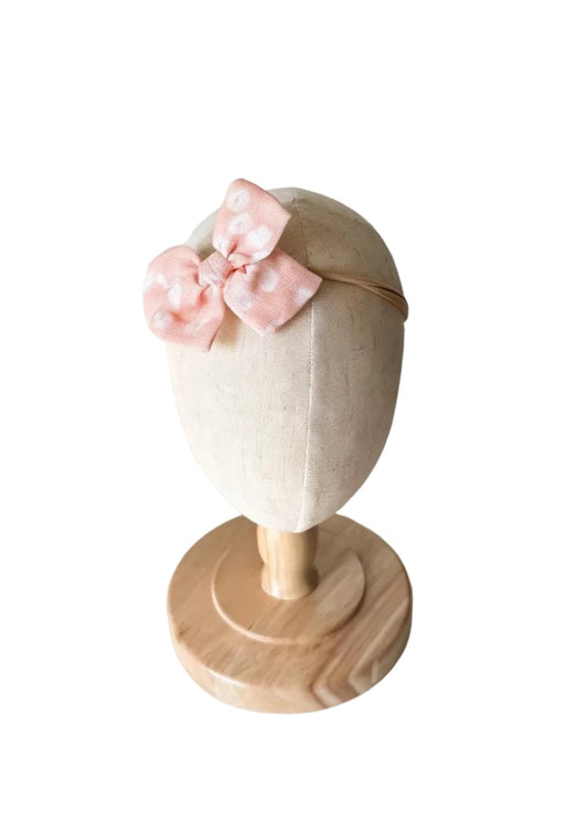 Bandeau bébé beige avec nœud rose à motifs ananas, 0-12 mois