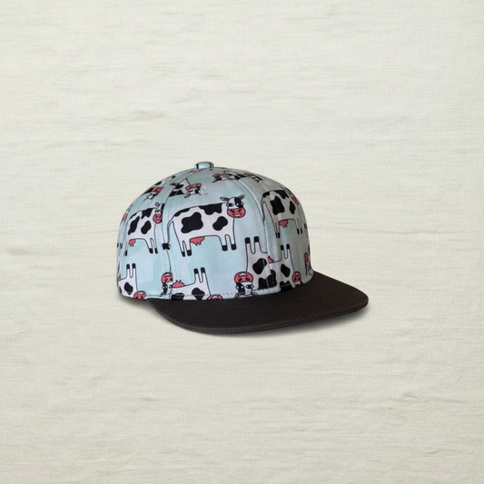 Casquette enfant Headster 2-7 ans en coton gris à motif animaux, visière noire.