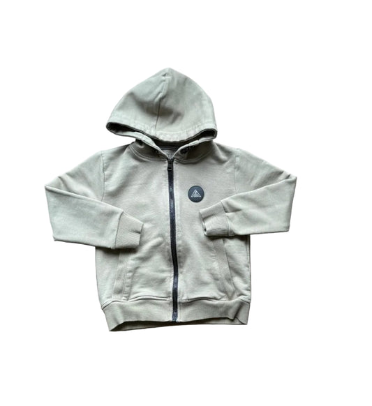 Veste à capuche zippée pour enfant, vert eucalyptus, poches, logo poitrine