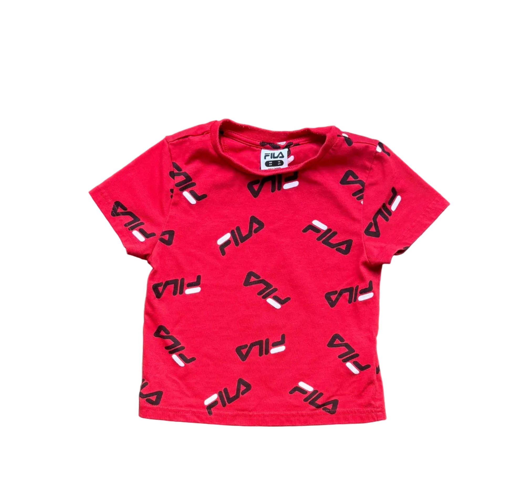 T-shirt enfant Fila rouge avec motif logos Fila répétitif, manches courtes