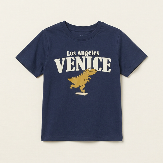 T-shirt H&M marine pour 5-6 ans, imprimé Los Angeles Venice avec crocodile